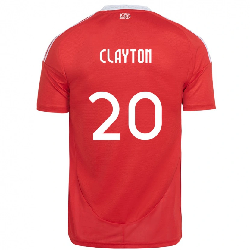 Danxen Mujer Camiseta Clayton #20 Rojo Blanco 1ª Equipación 2025/26 La Camisa México