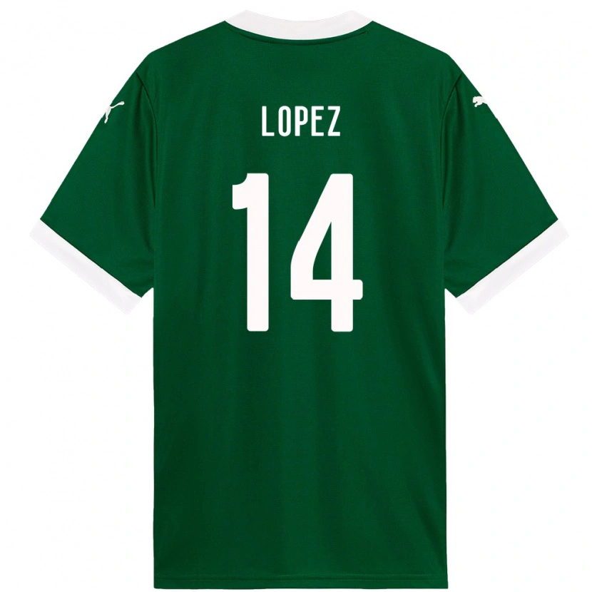 Danxen Mujer Camiseta David Lopez #14 Blanco Verde 1ª Equipación 2025/26 La Camisa México