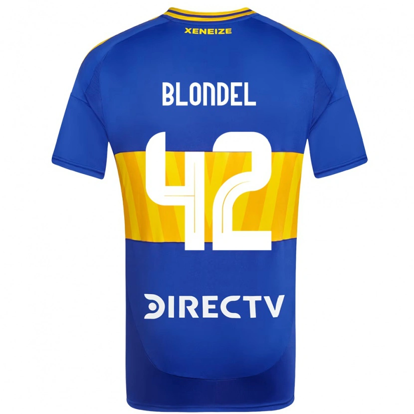 Danxen Mujer Camiseta Lucas Blondel #42 Azul Real Amarillo 1ª Equipación 2025/26 La Camisa México