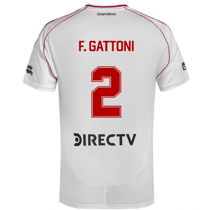 Danxen Mujer Camiseta Federico Gattoni #2 Blanco Rojo 1ª Equipación 2025/26 La Camisa México