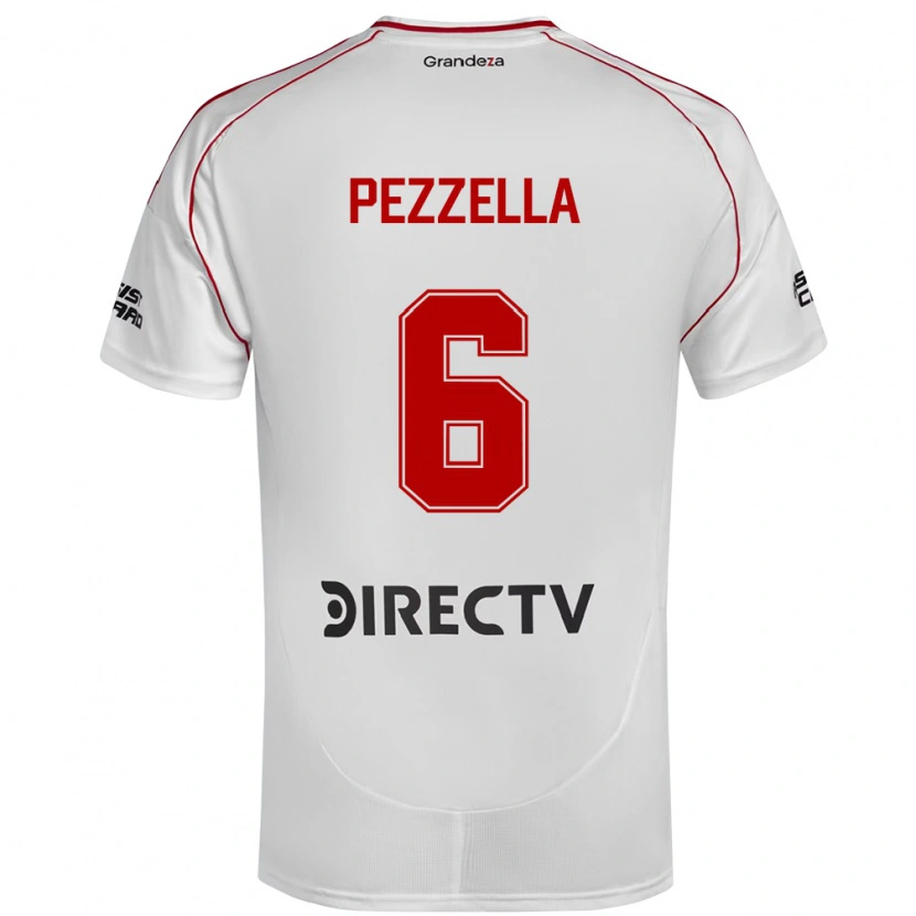Danxen Mujer Camiseta Germán Pezzella #6 Blanco Rojo 1ª Equipación 2025/26 La Camisa México
