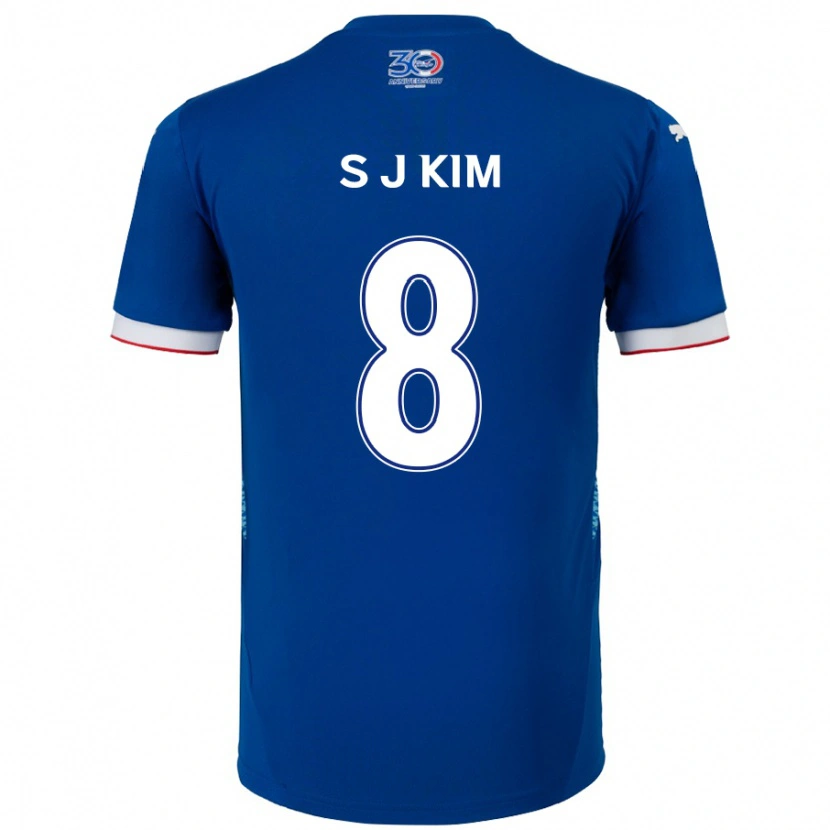 Danxen Mujer Camiseta Ji-Sung Kim #8 Blanco Azul Real 1ª Equipación 2025/26 La Camisa México