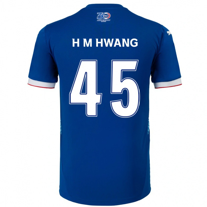 Danxen Mujer Camiseta Myung-Hyun Hwang #45 Blanco Azul Real 1ª Equipación 2025/26 La Camisa México