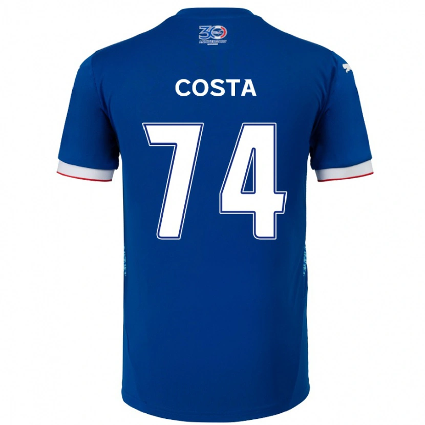 Danxen Mujer Camiseta Bruno Costa #74 Blanco Azul Real 1ª Equipación 2025/26 La Camisa México