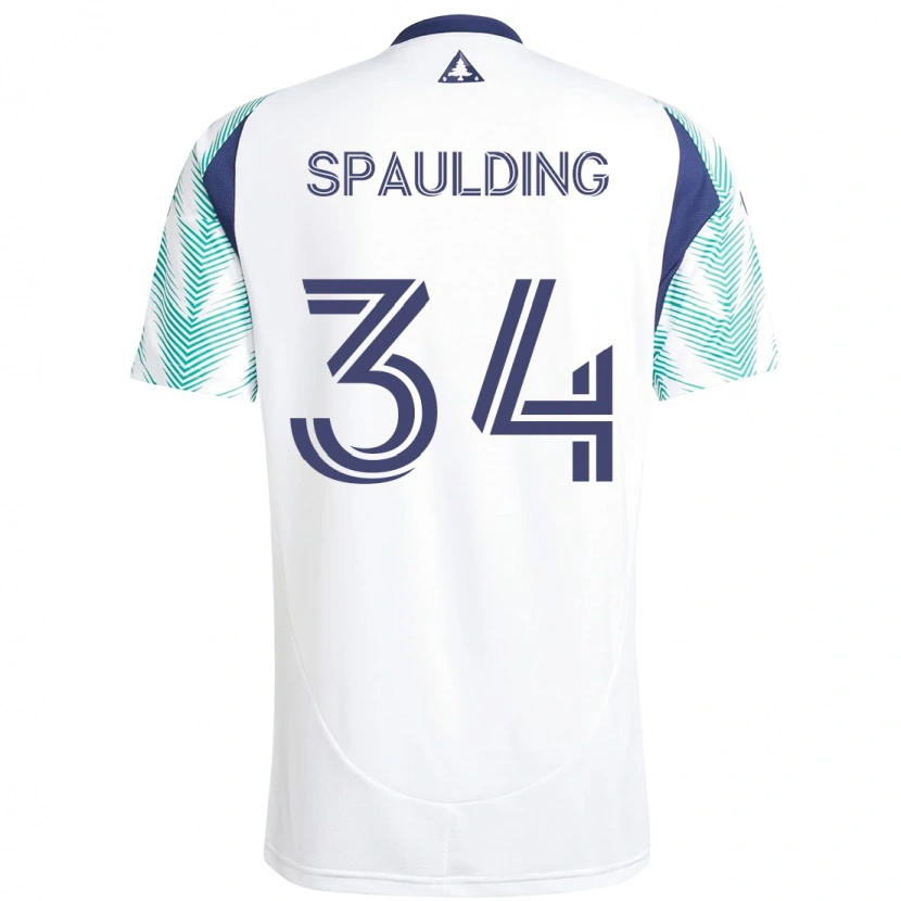 Danxen Mujer Camiseta Ryan Spaulding #34 Blanco Azul 2ª Equipación 2025/26 La Camisa México
