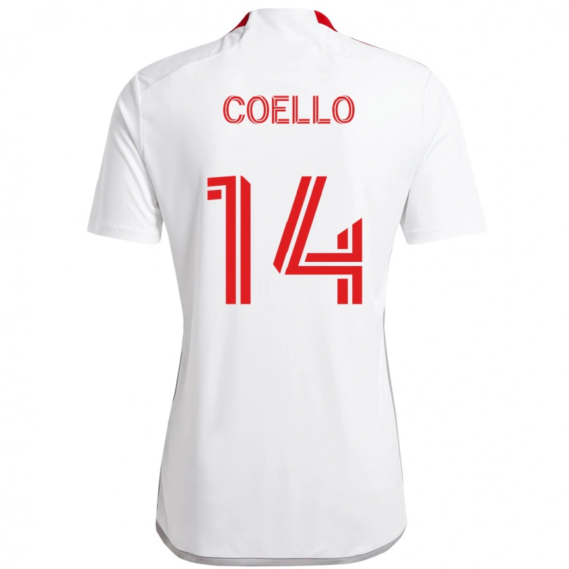 Danxen Mujer Camiseta Alonso Coello #14 Rojo Blanco 2ª Equipación 2025/26 La Camisa México
