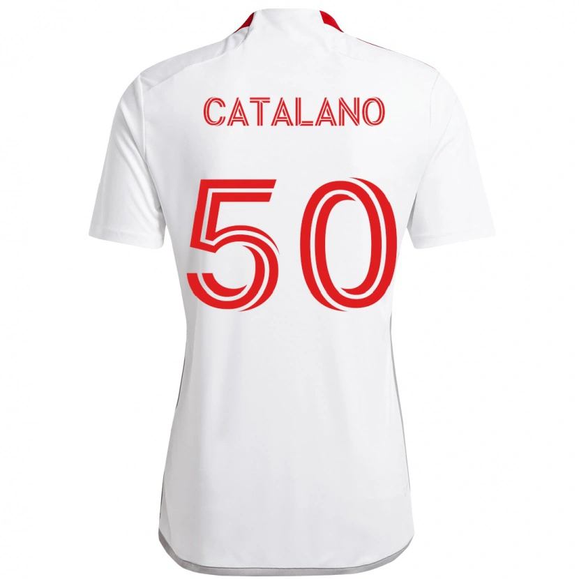 Danxen Mujer Camiseta Gianluca Catalano #50 Rojo Blanco 2ª Equipación 2025/26 La Camisa México