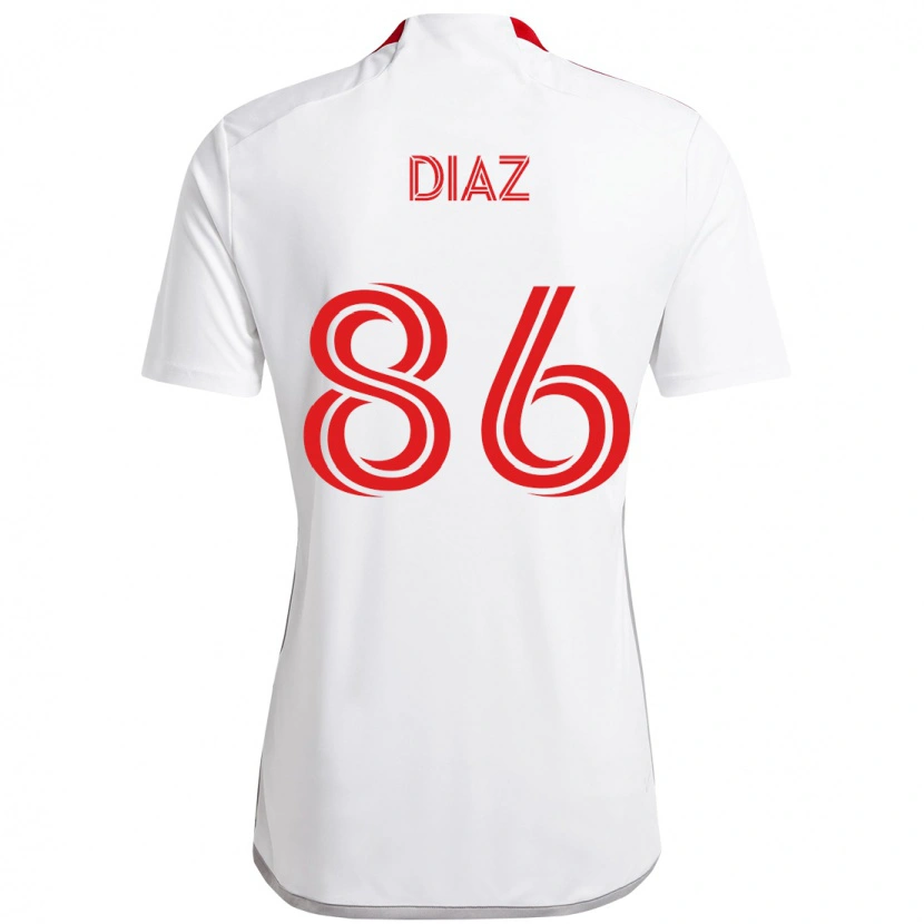 Danxen Mujer Camiseta Alec Díaz #86 Rojo Blanco 2ª Equipación 2025/26 La Camisa México