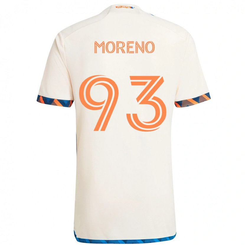 Danxen Mujer Camiseta Júnior Moreno #93 Blanco Azul Naranja 2ª Equipación 2025/26 La Camisa México