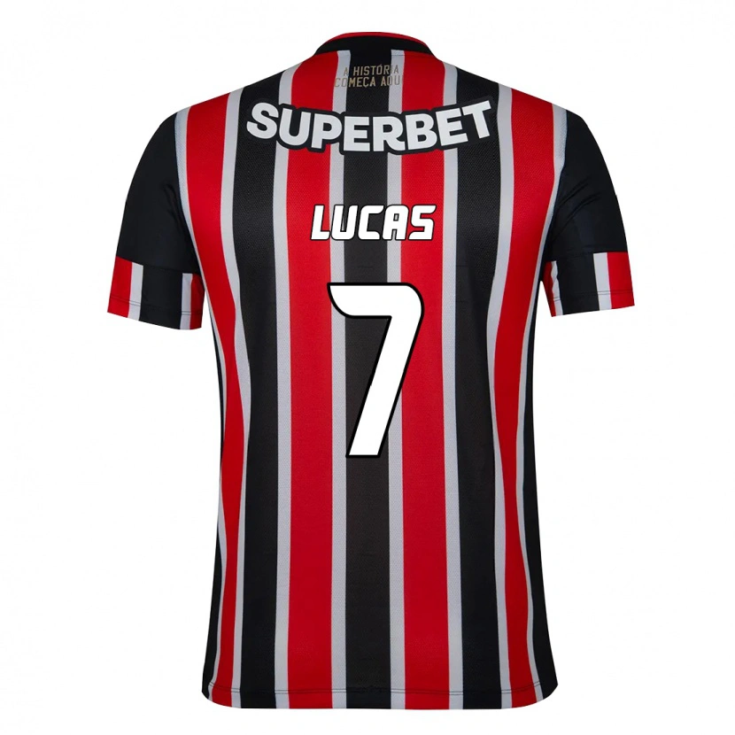 Danxen Mujer Camiseta Lucas Moura #7 Rojo Negro Blanco 2ª Equipación 2025/26 La Camisa México