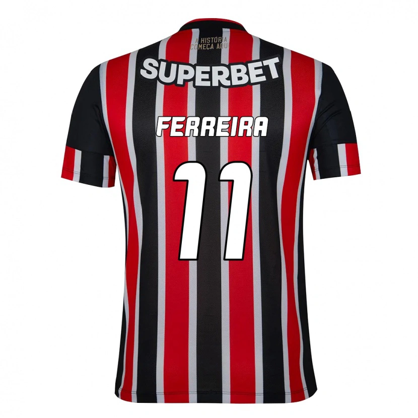 Danxen Mujer Camiseta Ferreirinha #11 Rojo Negro Blanco 2ª Equipación 2025/26 La Camisa México