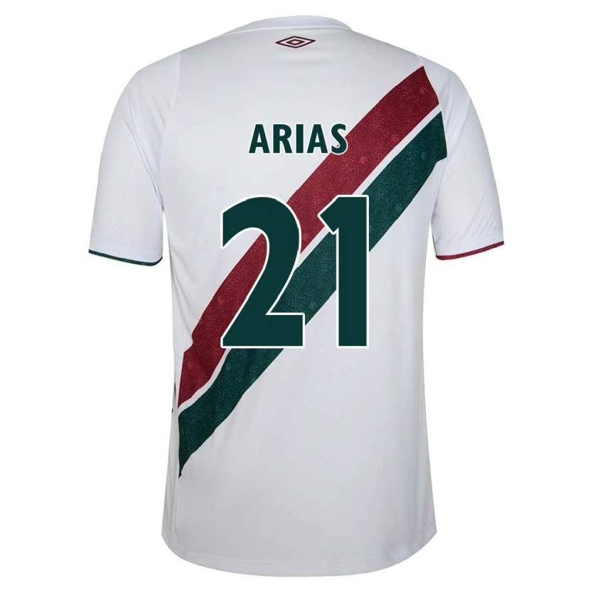 Danxen Mujer Camiseta Jhon Arias #21 Blanco Verde Granate 2ª Equipación 2025/26 La Camisa México