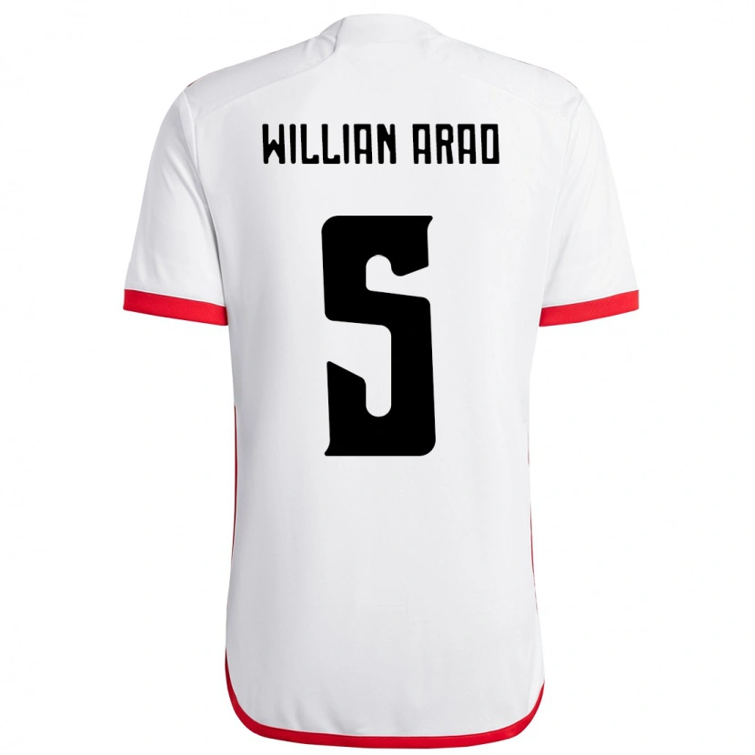Danxen Mujer Camiseta Willian Arao #5 Blanco Rojo 2ª Equipación 2025/26 La Camisa México