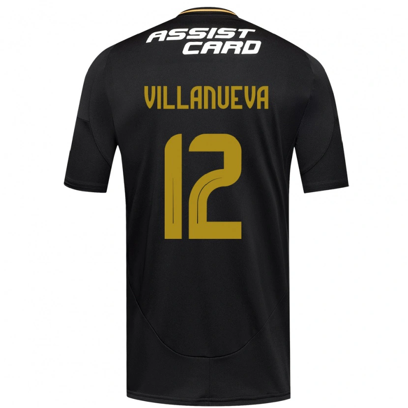Danxen Mujer Camiseta Eduardo Villanueva #12 Negro Blanco 2ª Equipación 2025/26 La Camisa México