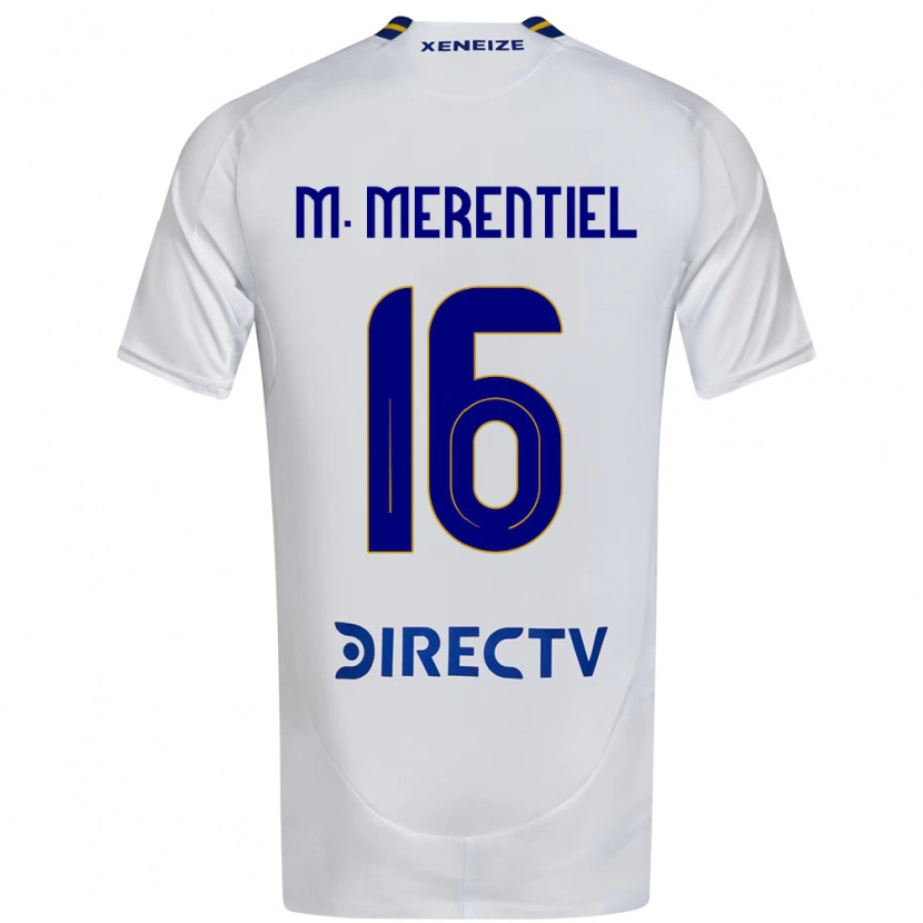 Danxen Mujer Camiseta Miguel Merentiel #16 Blanco Azul 2ª Equipación 2025/26 La Camisa México