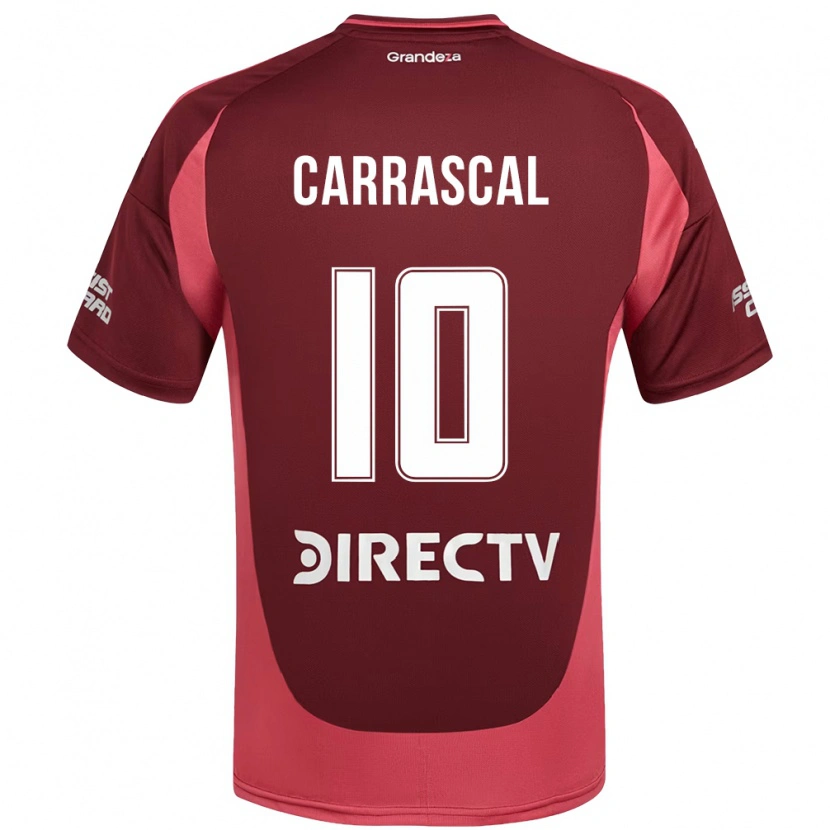 Danxen Mujer Camiseta Jorge Carrascal #10 Blanco Rojo 2ª Equipación 2025/26 La Camisa México