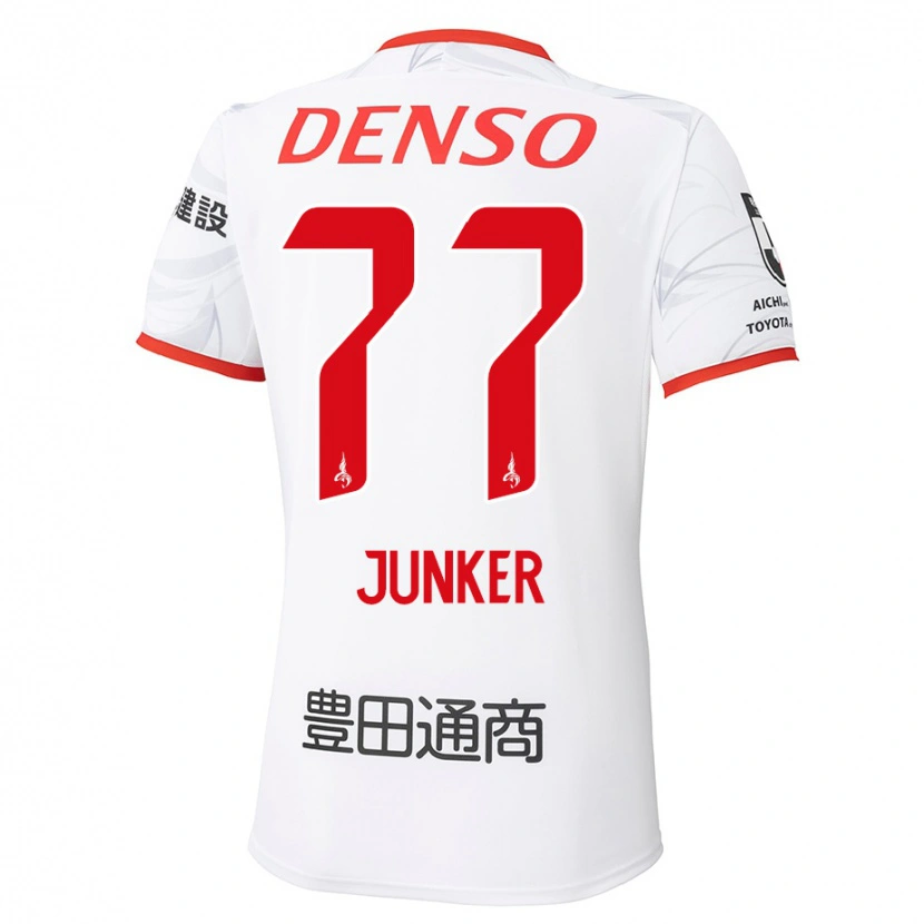 Danxen Mujer Camiseta Kasper Junker #77 Blanco Rojo 2ª Equipación 2025/26 La Camisa México