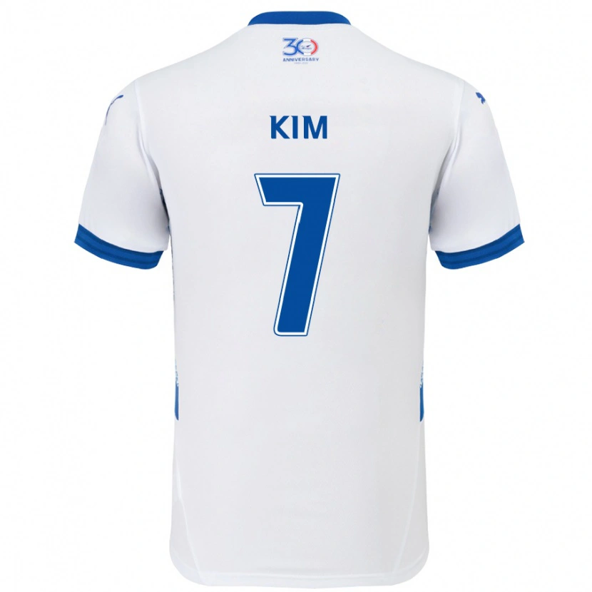 Danxen Mujer Camiseta Hyun Kim #7 Blanco Azul Real 2ª Equipación 2025/26 La Camisa México