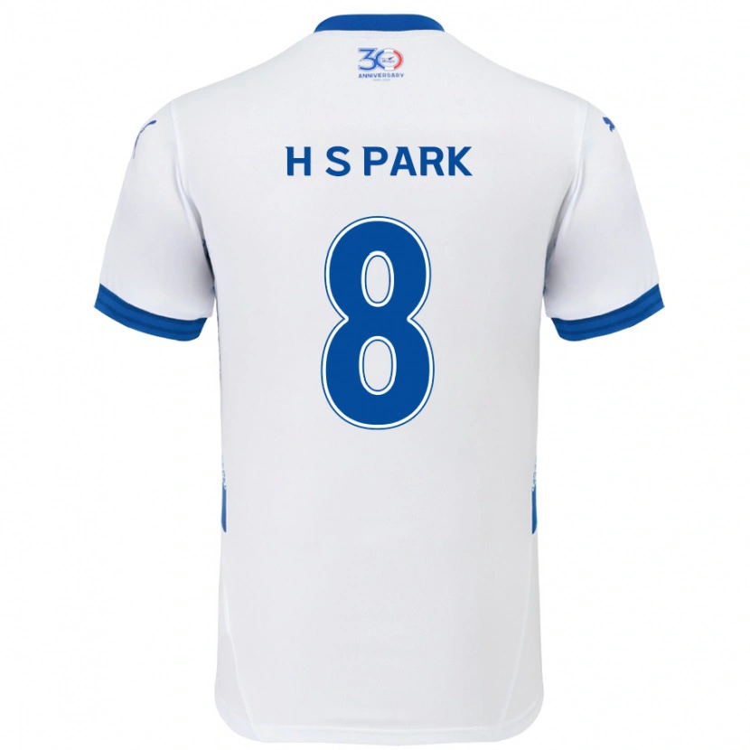 Danxen Mujer Camiseta Sang-Hyeok Park #8 Azul Real Blanco 2ª Equipación 2025/26 La Camisa México