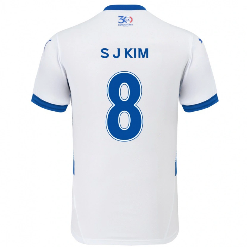 Danxen Mujer Camiseta Ji-Sung Kim #8 Azul Real Blanco 2ª Equipación 2025/26 La Camisa México