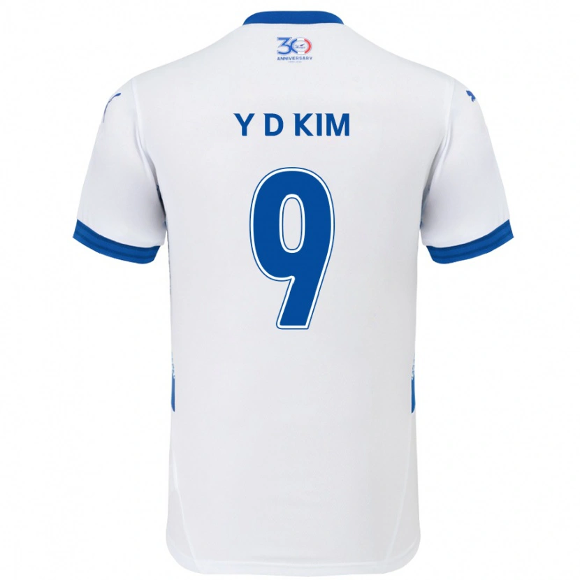Danxen Mujer Camiseta Dong-Yeon Kim #9 Azul Real Blanco 2ª Equipación 2025/26 La Camisa México