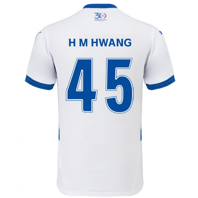 Danxen Mujer Camiseta Myung-Hyun Hwang #45 Azul Real Blanco 2ª Equipación 2025/26 La Camisa México