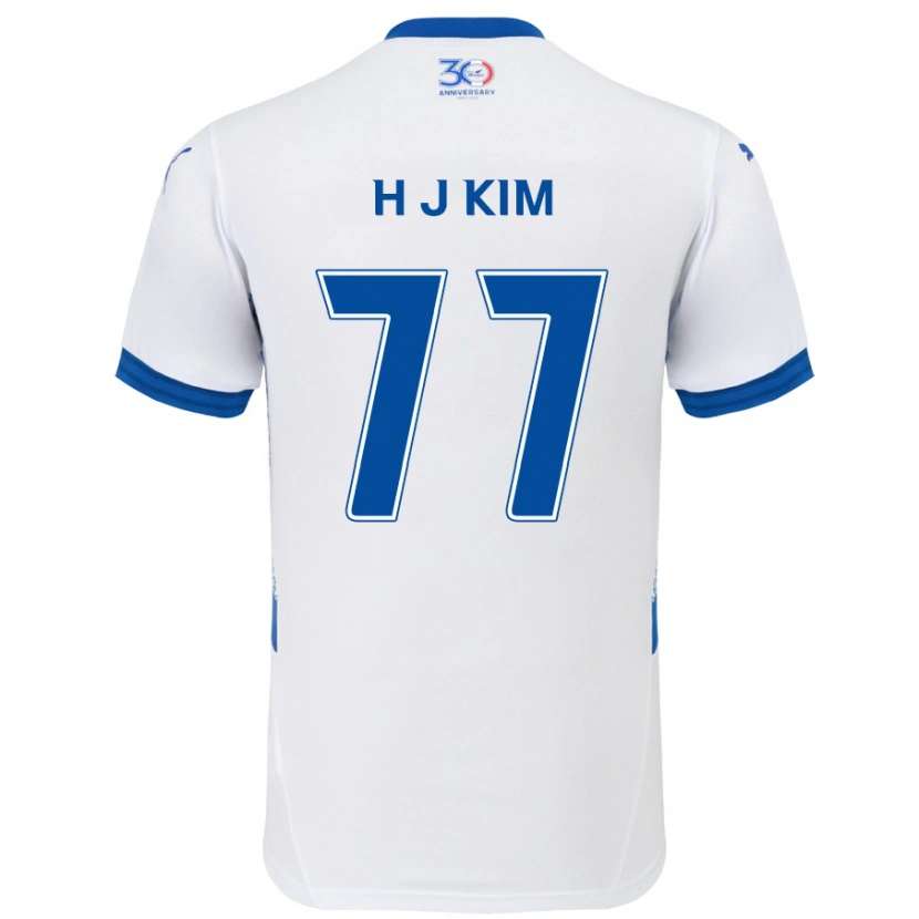 Danxen Mujer Camiseta Ji-Hyun Kim #77 Azul Real Blanco 2ª Equipación 2025/26 La Camisa México