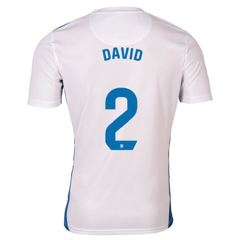 Danxen Mujer Camiseta David Rodríguez #2 Blanco Azul 1ª Equipación 2025/26 La Camisa México