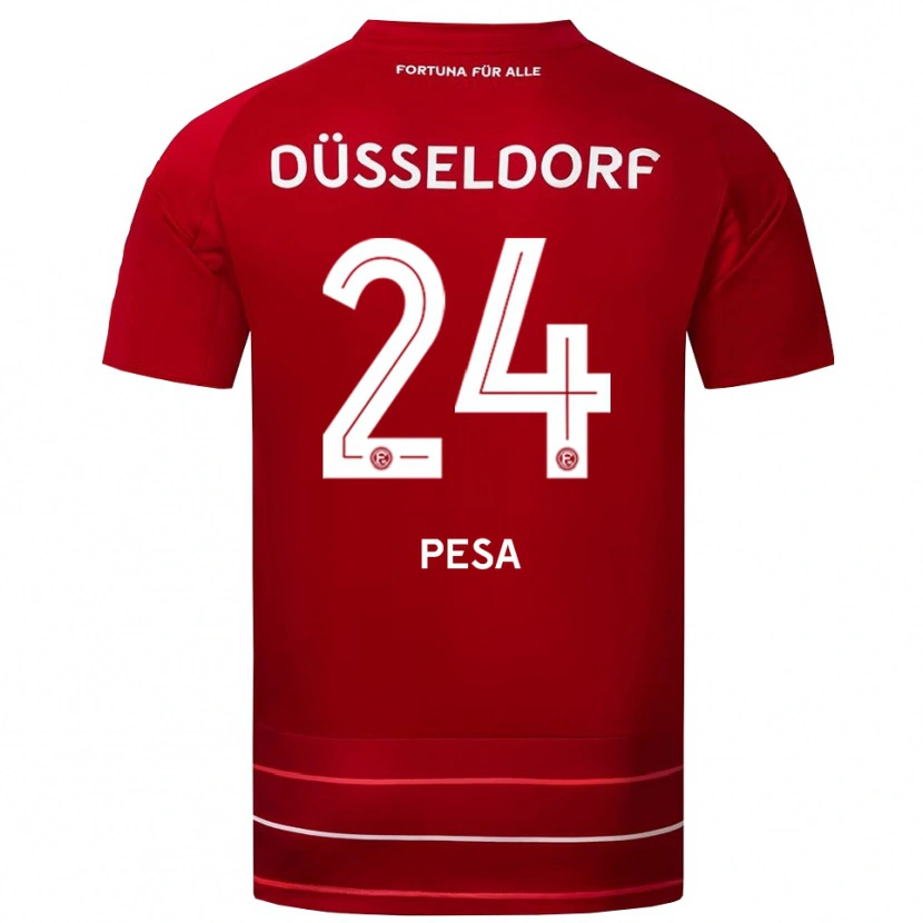 Danxen Mujer Camiseta Adrijan Pesa #24 Rojo Blanco 1ª Equipación 2025/26 La Camisa México