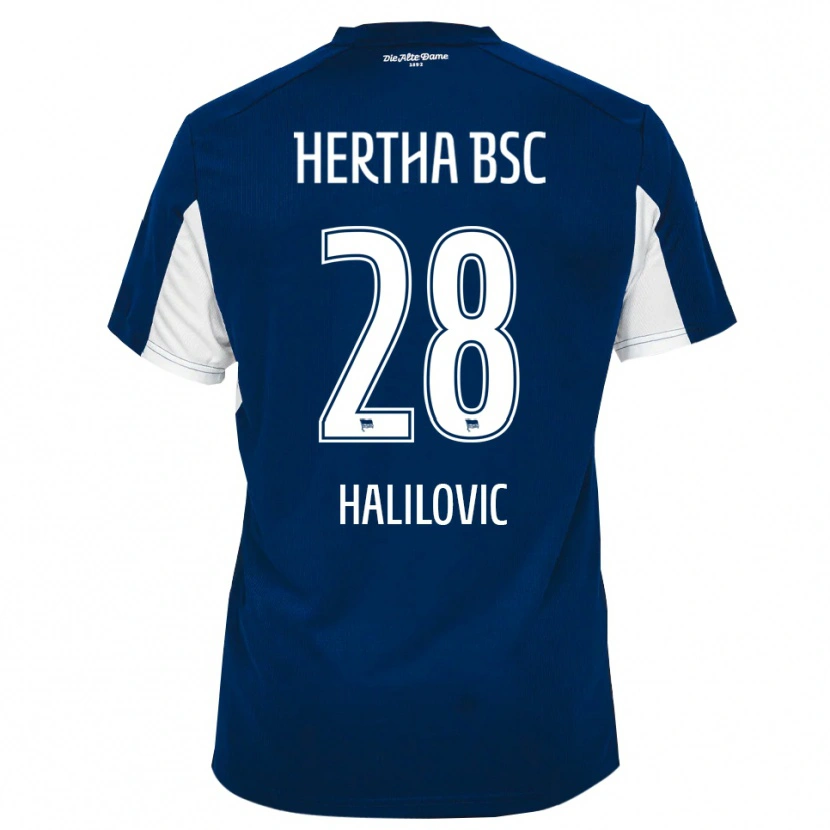 Danxen Mujer Camiseta Din Halilovic #28 Blanco Azul 1ª Equipación 2025/26 La Camisa México