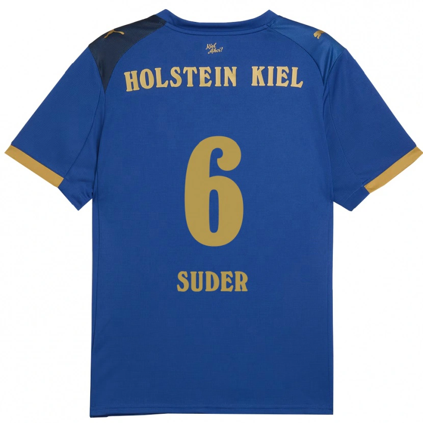 Danxen Mujer Camiseta Lasse Suder #6 Azul Dorado 1ª Equipación 2025/26 La Camisa México