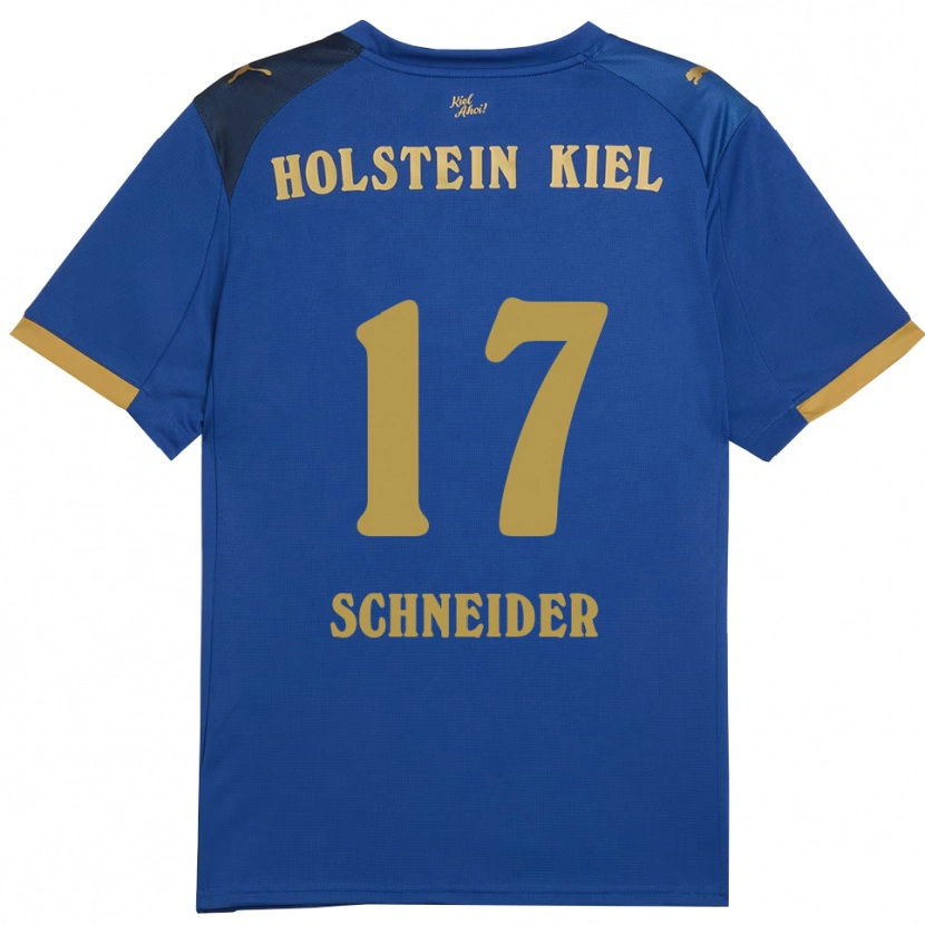 Danxen Mujer Camiseta Aaron Schneider #17 Azul Dorado 1ª Equipación 2025/26 La Camisa México