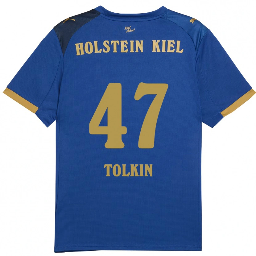 Danxen Mujer Camiseta John Tolkin #47 Azul Dorado 1ª Equipación 2025/26 La Camisa México
