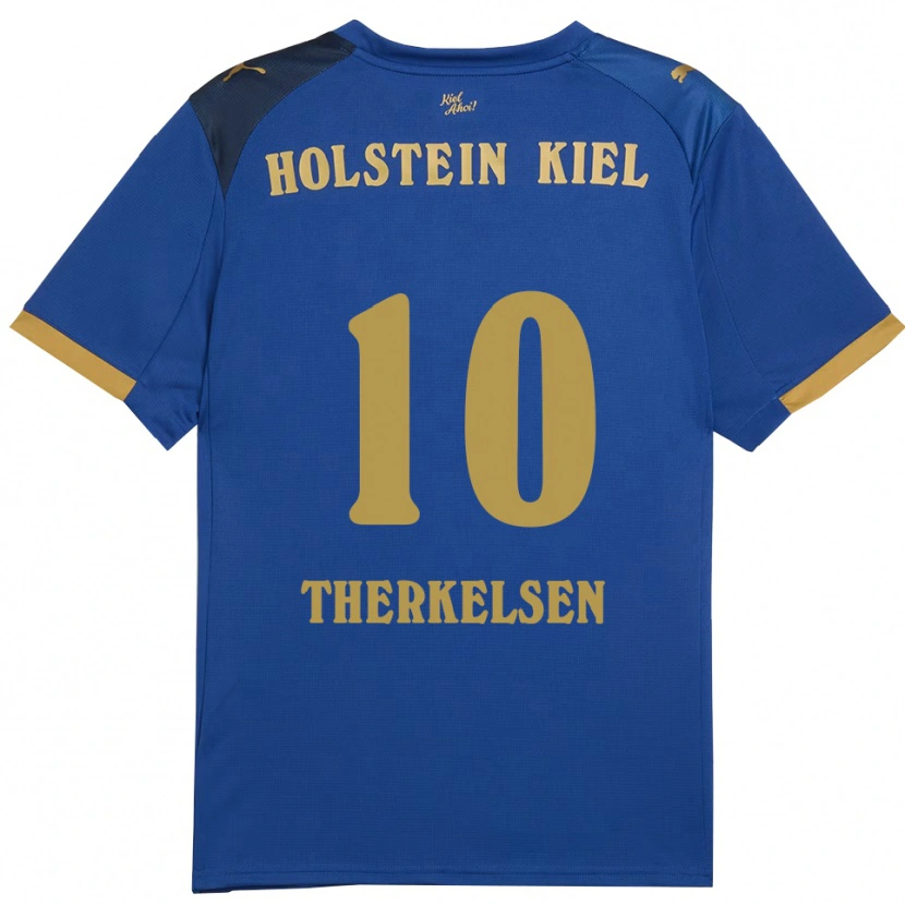 Danxen Mujer Camiseta Jonas Therkelsen #10 Azul Dorado 1ª Equipación 2025/26 La Camisa México