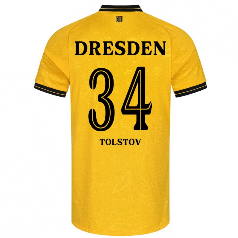 Danxen Mujer Camiseta Maik Tolstov #34 Amarillo Negro 1ª Equipación 2025/26 La Camisa México