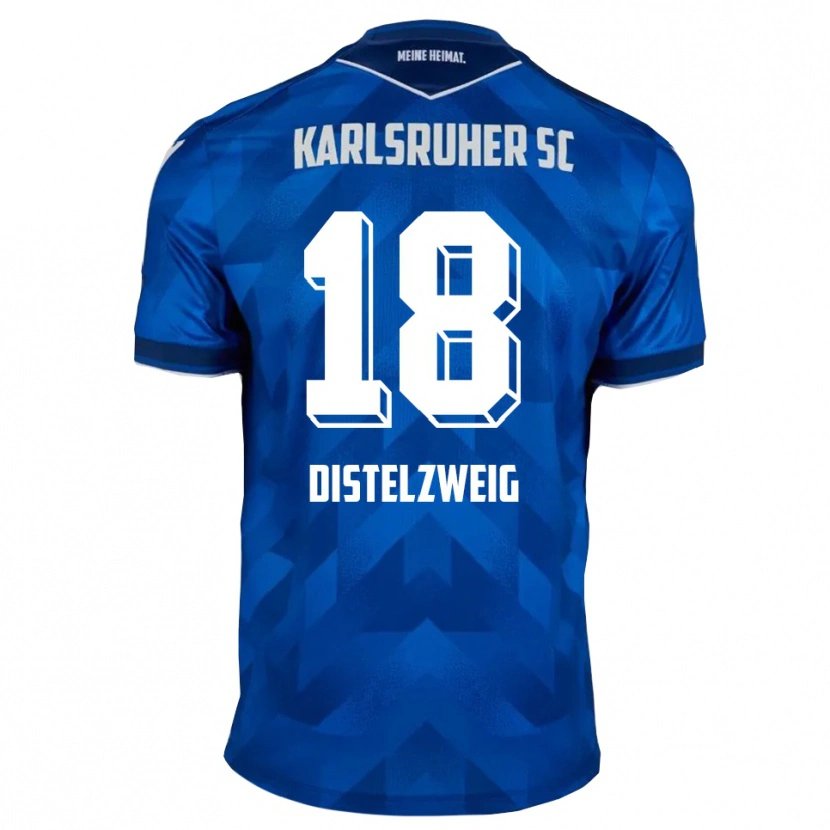 Danxen Mujer Camiseta Jakob Distelzweig #18 Azul Blanco 1ª Equipación 2025/26 La Camisa México