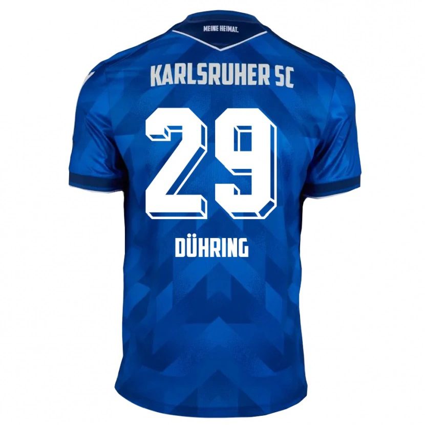 Danxen Mujer Camiseta Niclas Dühring #29 Azul Blanco 1ª Equipación 2025/26 La Camisa México