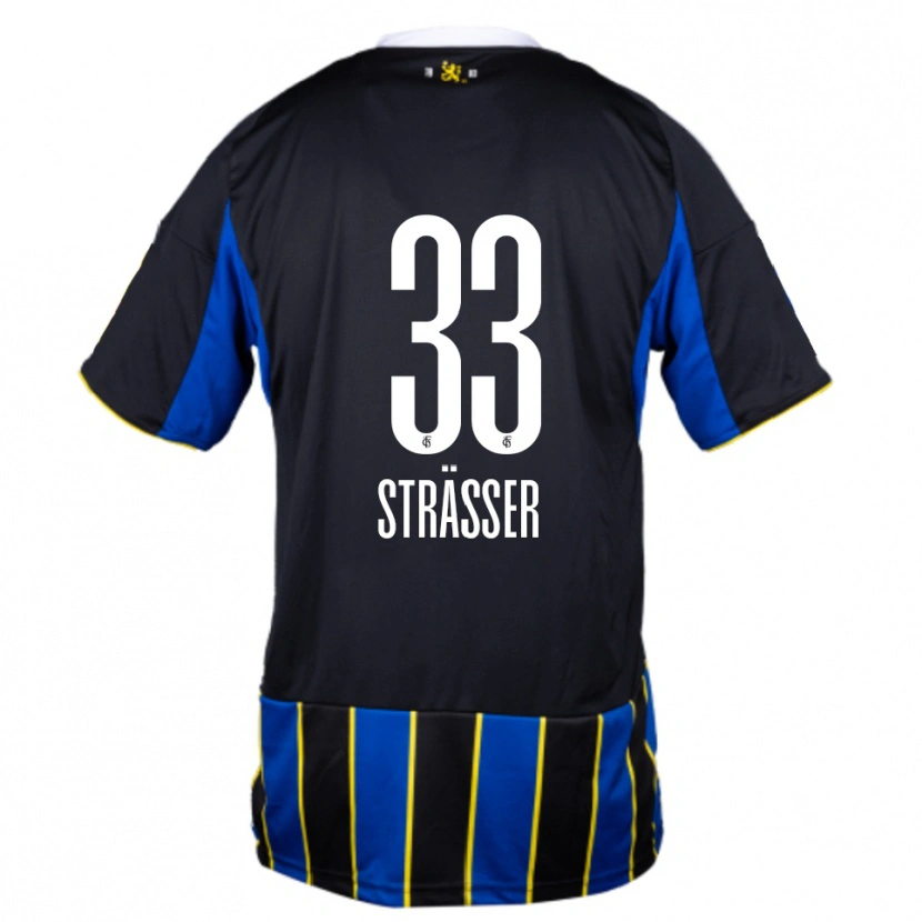 Danxen Mujer Camiseta Jannick Strässer #33 Azul Negro Amarillo 1ª Equipación 2025/26 La Camisa México