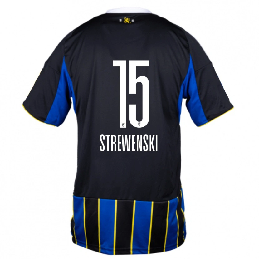 Danxen Mujer Camiseta Lukas Strewenski #15 Azul Negro Amarillo 1ª Equipación 2025/26 La Camisa México