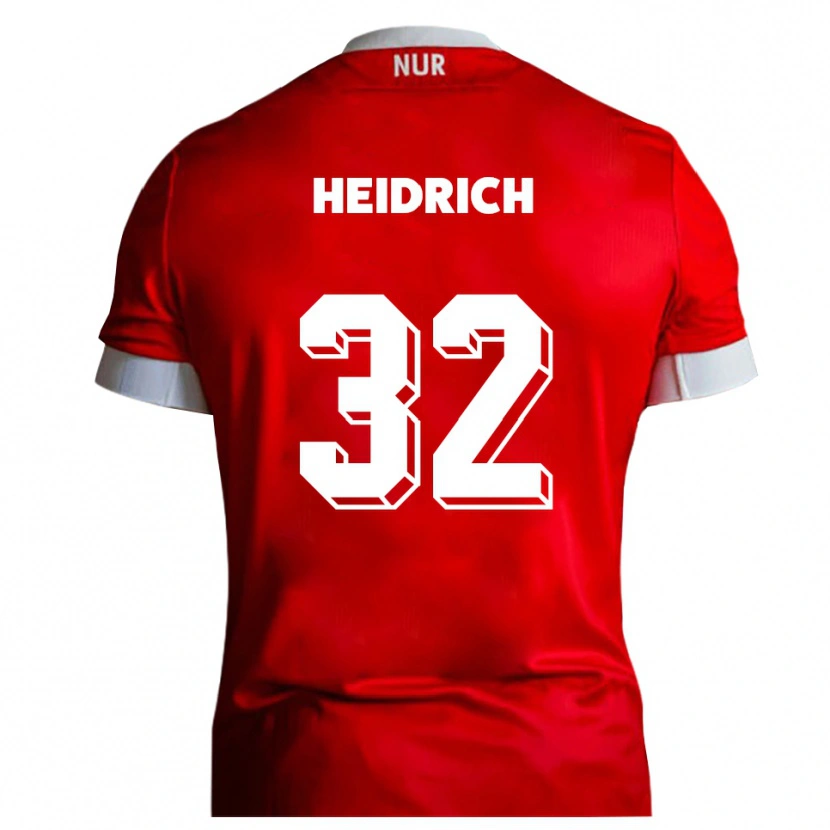 Danxen Mujer Camiseta Finn Heidrich #32 Rojo Blanco 1ª Equipación 2025/26 La Camisa México