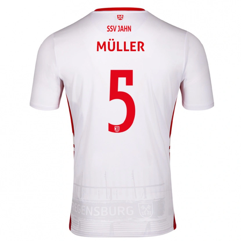Danxen Mujer Camiseta Philipp Müller #5 Blanco Rojo 1ª Equipación 2025/26 La Camisa México