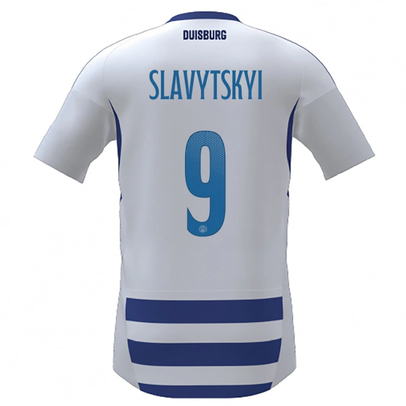 Danxen Mujer Camiseta Nikita Slavytskyi #9 Blanco Azul 1ª Equipación 2025/26 La Camisa México