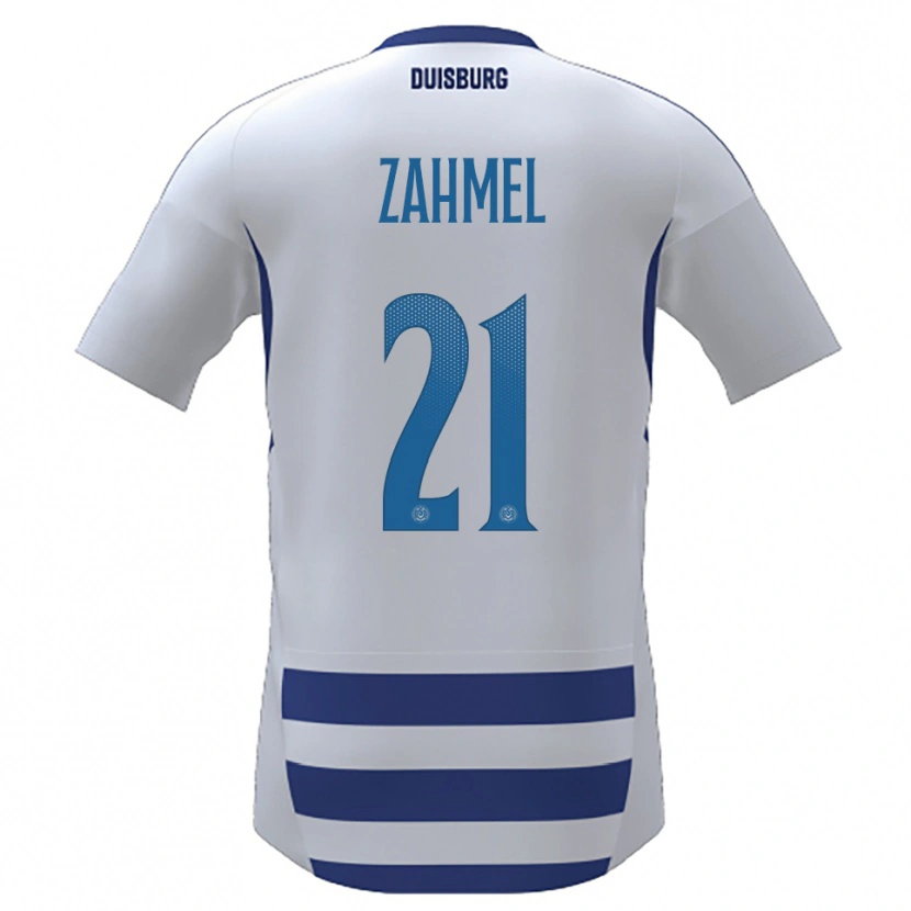 Danxen Mujer Camiseta Jannik Zahmel #21 Blanco Azul 1ª Equipación 2025/26 La Camisa México