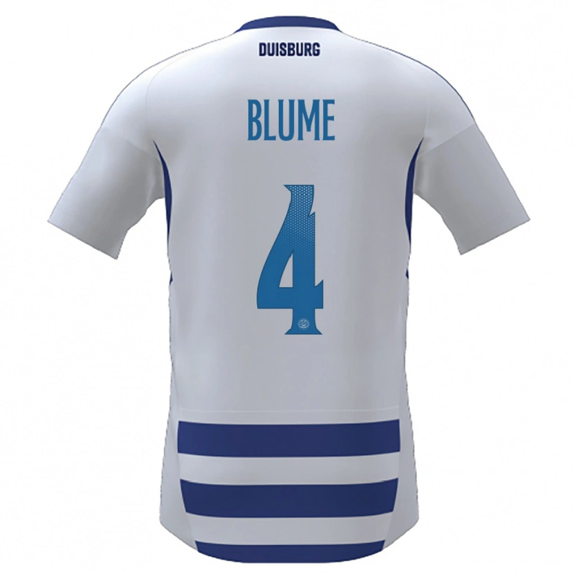 Danxen Mujer Camiseta Louis Blume #4 Blanco Azul 1ª Equipación 2025/26 La Camisa México