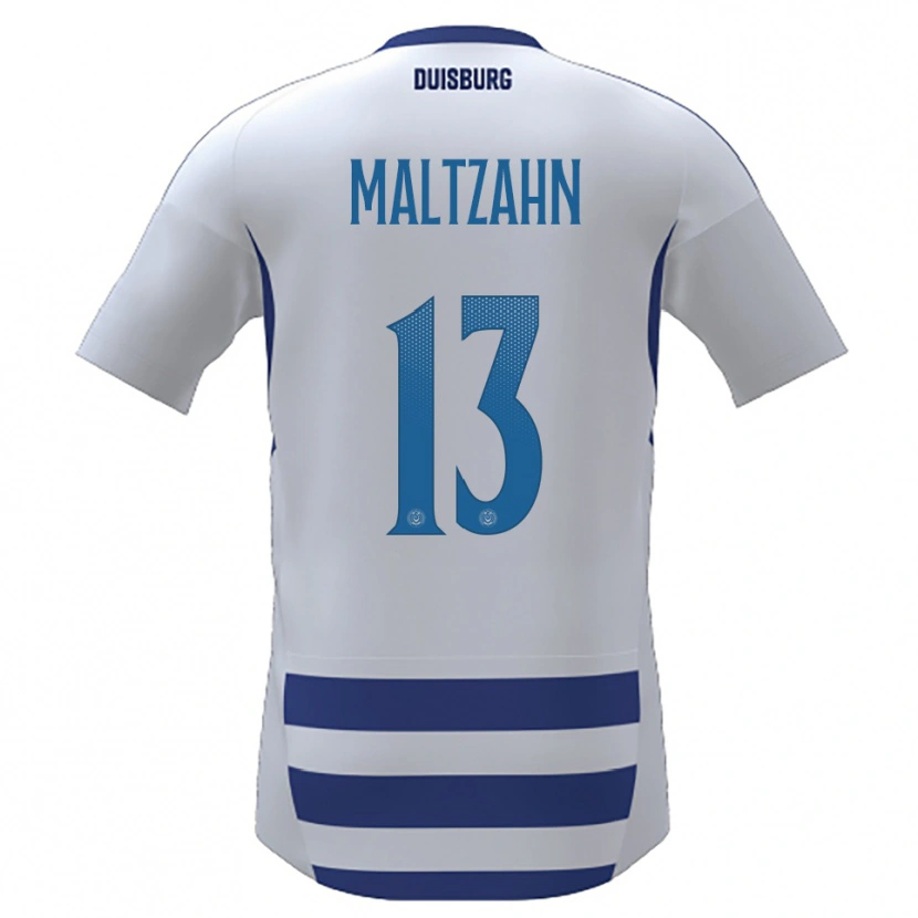 Danxen Mujer Camiseta Jonah Maltzahn #13 Blanco Azul 1ª Equipación 2025/26 La Camisa México