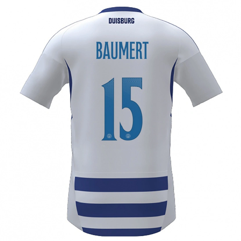 Danxen Mujer Camiseta Moritz Baumert #15 Blanco Azul 1ª Equipación 2025/26 La Camisa México