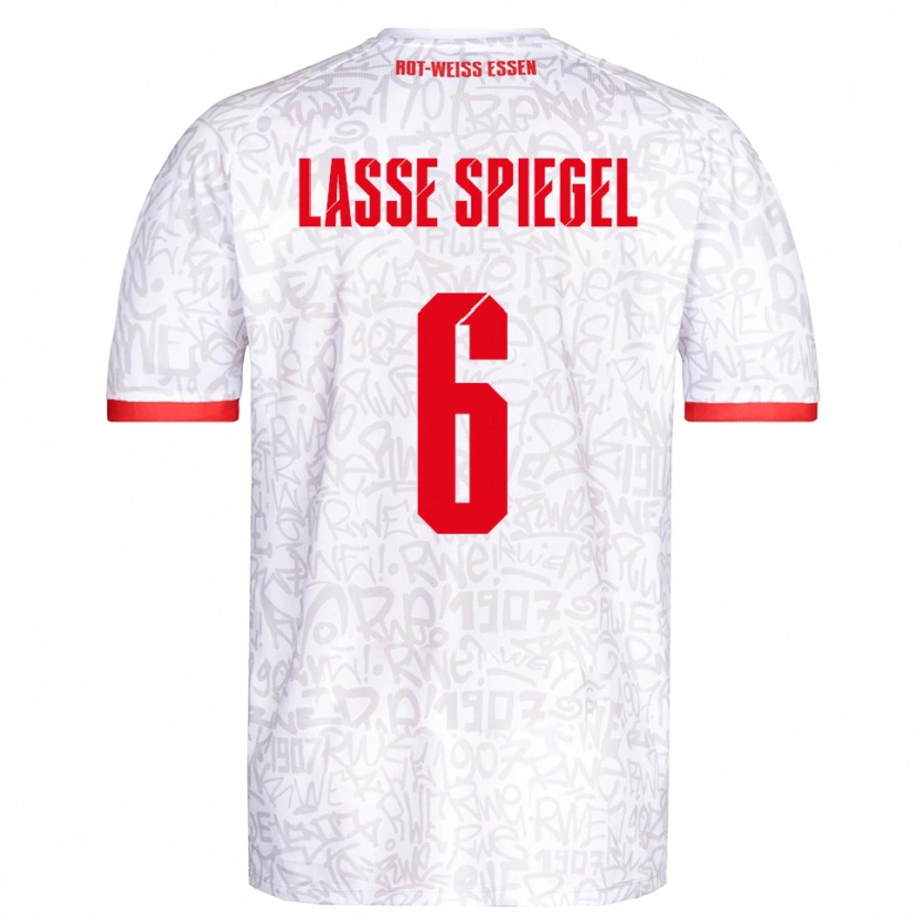 Danxen Mujer Camiseta Jakob Lasse Spiegel #6 Blanco Rojo 1ª Equipación 2025/26 La Camisa México