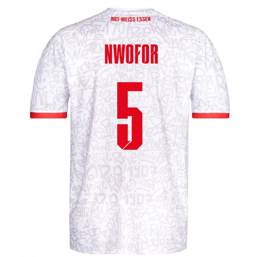 Danxen Mujer Camiseta Jamie Nwofor #5 Blanco Rojo 1ª Equipación 2025/26 La Camisa México