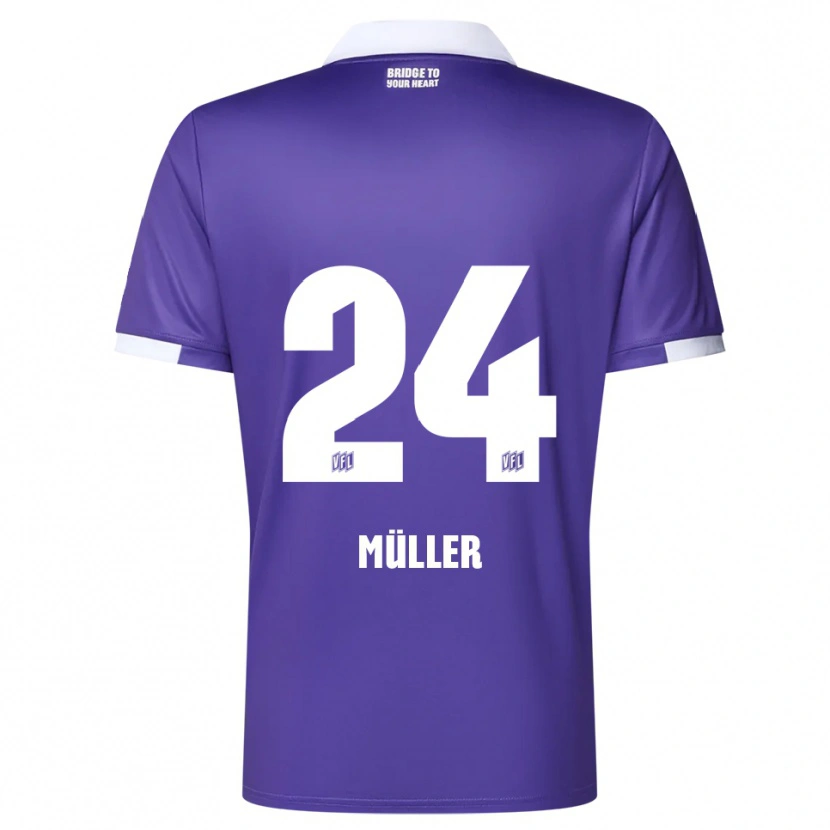 Danxen Mujer Camiseta Jannik Müller #24 Púrpura Blanco 1ª Equipación 2025/26 La Camisa México