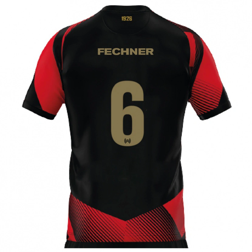 Danxen Mujer Camiseta Gino Fechner #6 Negro Rojo 1ª Equipación 2025/26 La Camisa México